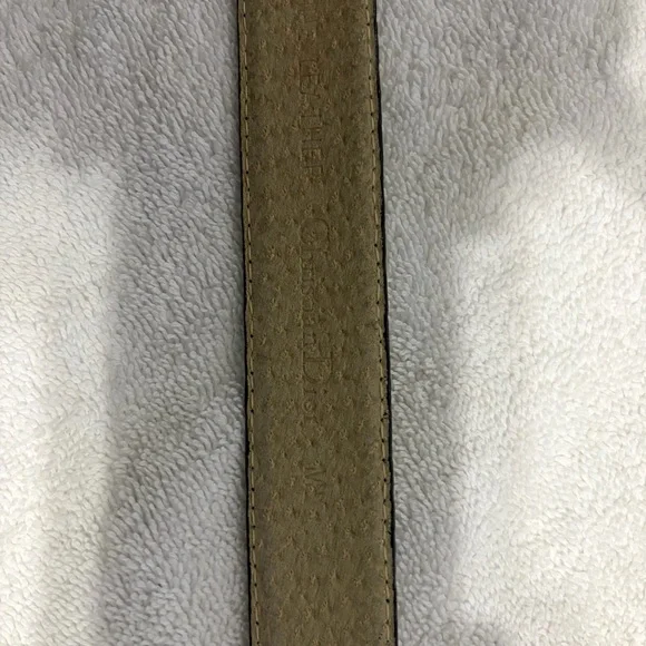 Vintage Christian Dior Blue Leather Belt with Gold-Tone Buckle M - Picture 4 of 17